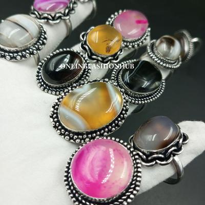 10 Stück Botswana Achat Edelstein Designer handgemachte Ringe Schmuck Großhandel Lot, Bulk Schmuck, Großhandel Ringe, Weihnachtsgeschenk, Großhandel SchmuckMRO-L235