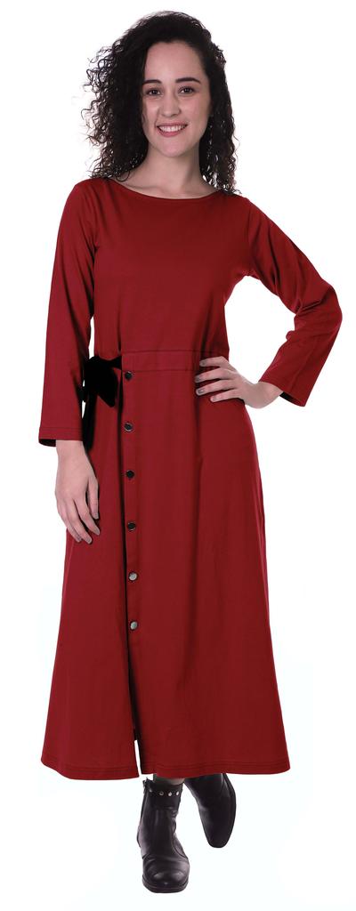Moomaya Full Sleeves Maxi Dress Long Button Down Solid Casual Slit Dresses