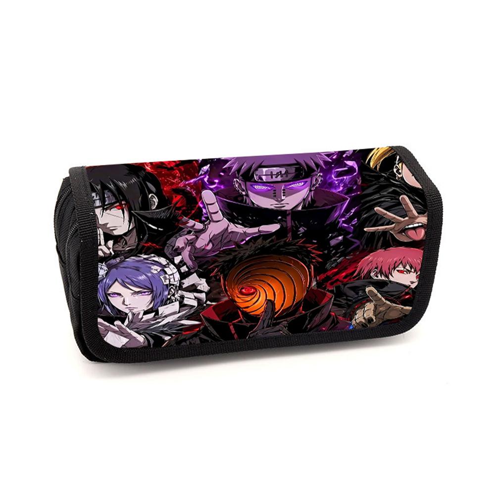 NARUTO Cartoon Pencil Box Double Layer Flip Pen Case Lightweight Stationery for Boys & Girls Ages 5-11 Kids School Daily Use