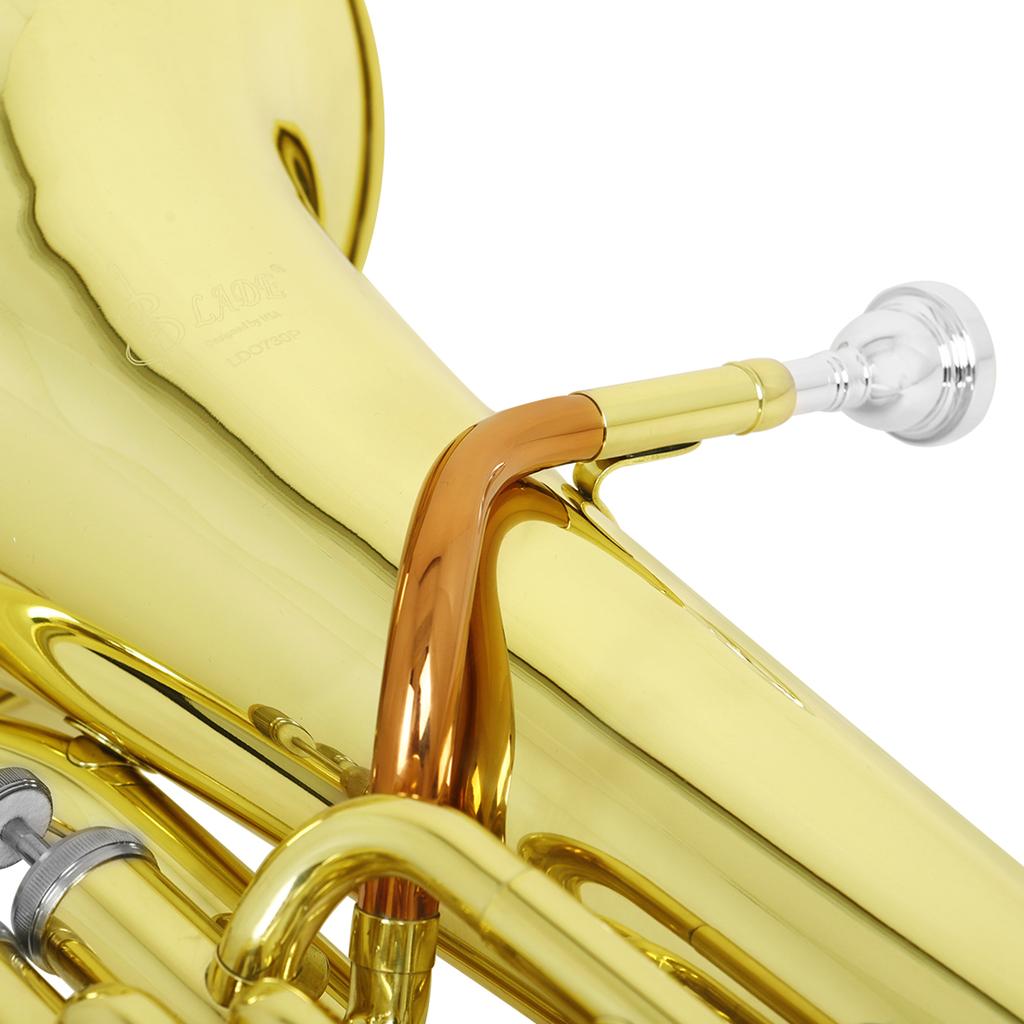 SLADE Bb Flat Euphonium 3-key Vertical Key Brass Tube Body Baritone Horn Bass Instrument Set Parts with Case Back Straps