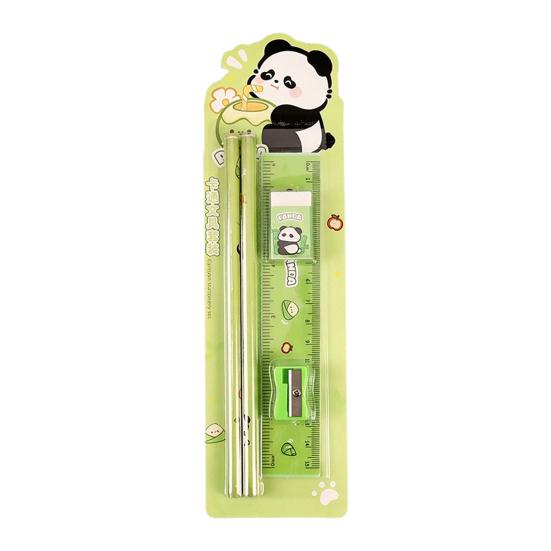 

Student Stationery Set Smooth Writing Pencil Eraser Ruler Sharpener Cute Cartoon Complete School Supplies Classroom Back to School Gifts зелений