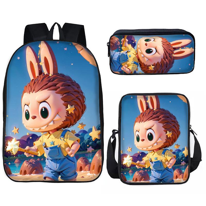 School Bag Pin Pattern Primary and Secondary School Students Meal Bag Pencil Bag Three-piece Set