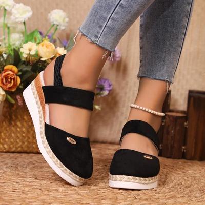 Moda 2024 Vendita Calda Scarpe da Donna Punta Chiusa Sandali da Donna Nuovi Punta Rotonda Sandali Casual Donna Pantofole Zeppa Solida di Alta Qualità