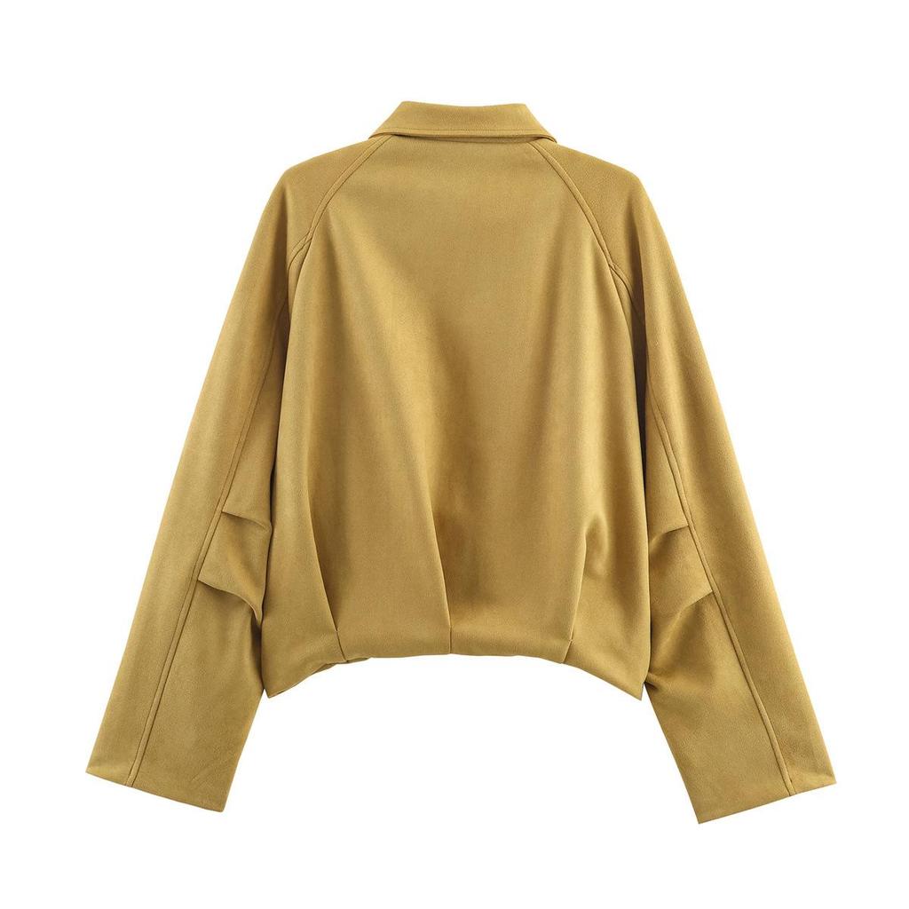 Winter 2025 Euro-American Style Suede Bomber Jacket