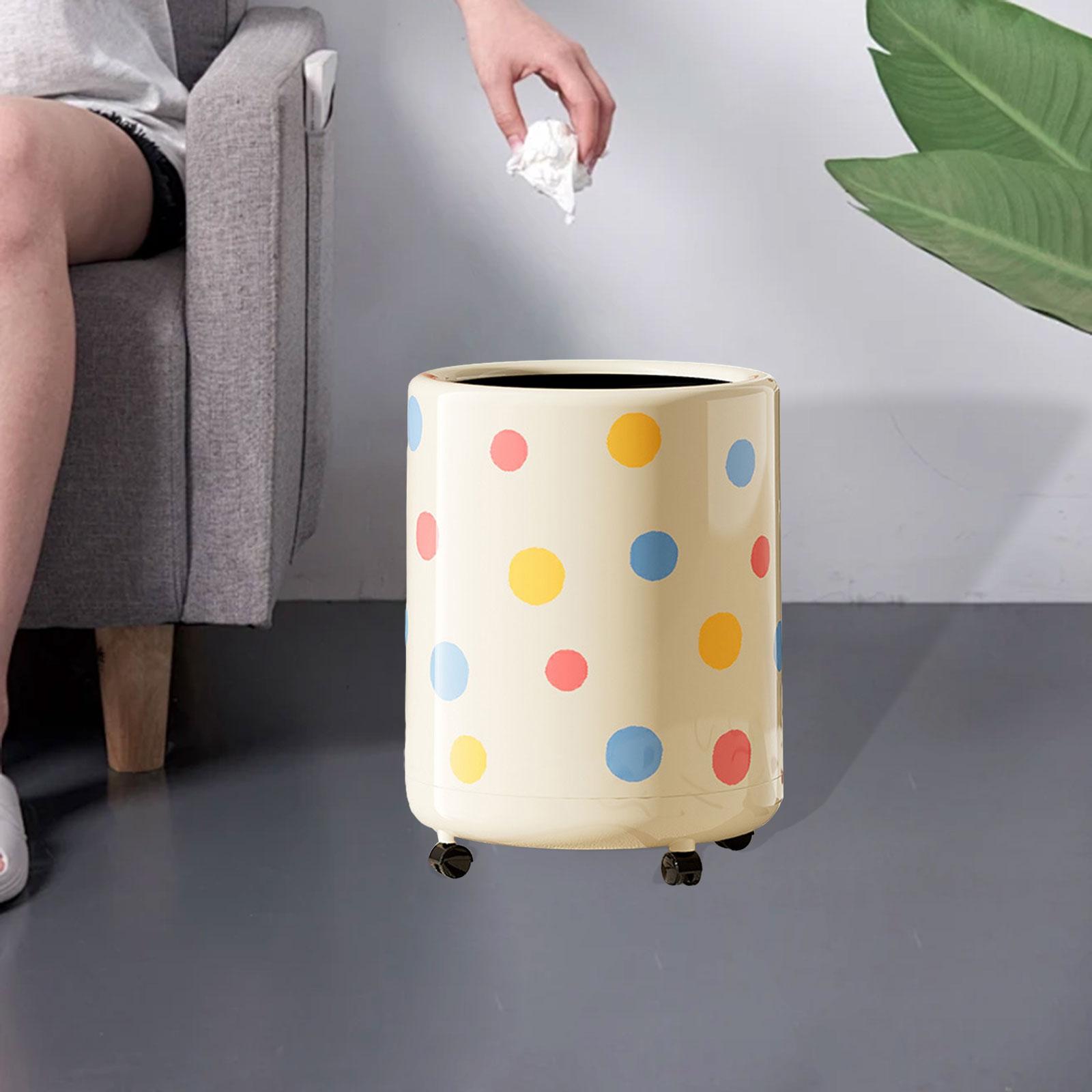 

Polka Dot Trash Can Waste Bin with Removable Inner Bucket 12L Large Capacity