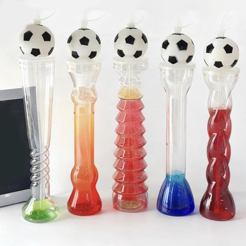 Football Water Bottles Sipper Cups For Milk Tea Coffee Juice Portable Transparent Straws Juice Mug For Birthday Party Fan Bar
