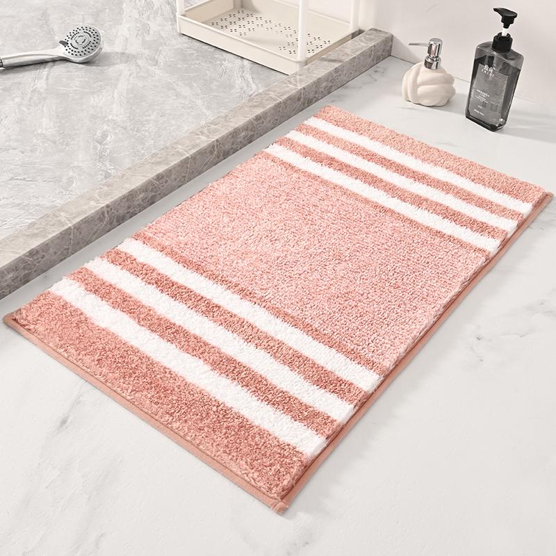 YFL Quick Dry Microfiber Bath Rug Fluffy Soft Tufted Non-Slip Shower Carpet with Stripes for Home or Hotel Use (Dark Pink,40*60cm) темно-розовый