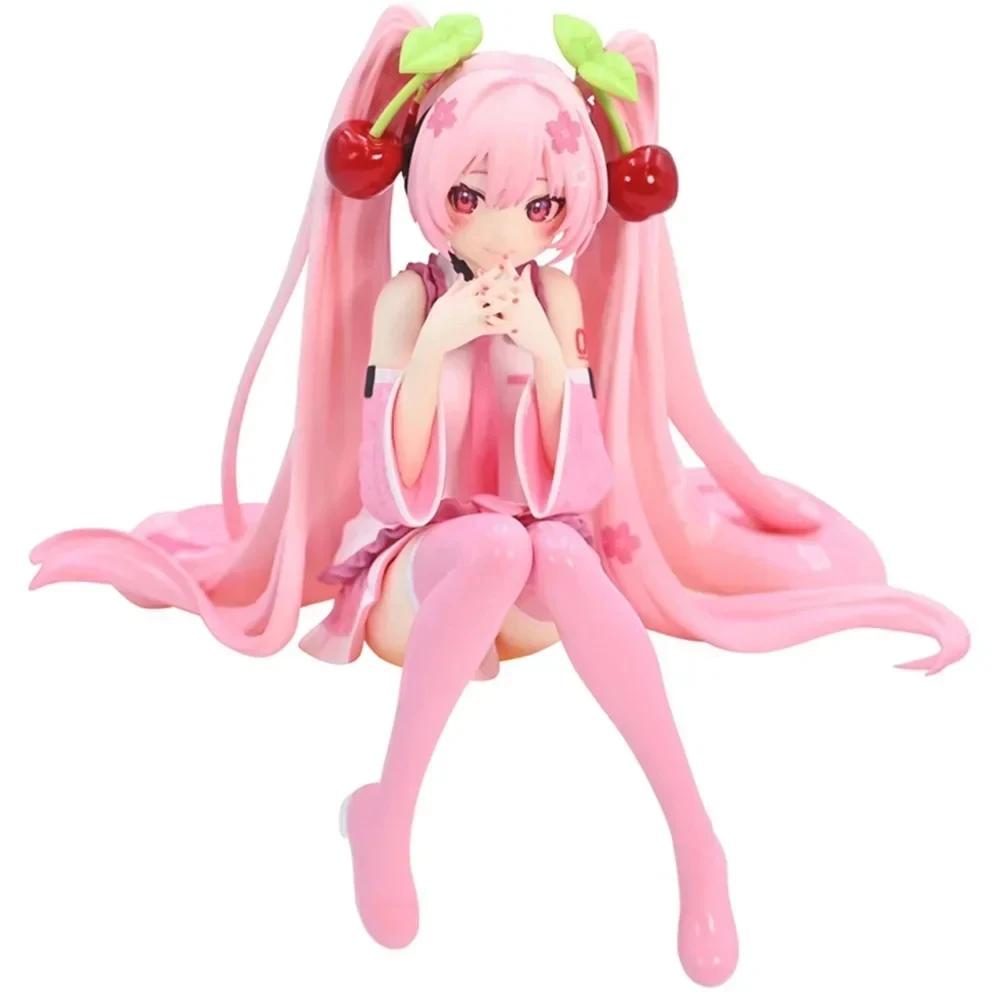 

Hot Hatsune Miku Anime figure Pink dress PVC model action toys Cherry pink cherry blossom decoration collect fans birthday gifts