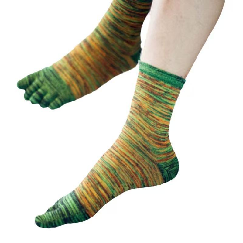 Men s Retro Mid-Calf Five-Toe Socks, Thick Coarse Yarn Cotton, Sweat-Absorbing, Odor-Resistant, Split-Toe Sports Design One Size