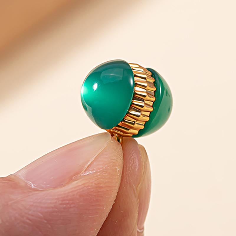 10Pcs Alloy National Style Auxiliary Materials Fashion Colorful Buttons Chinese Style Ellipse Resin Bead