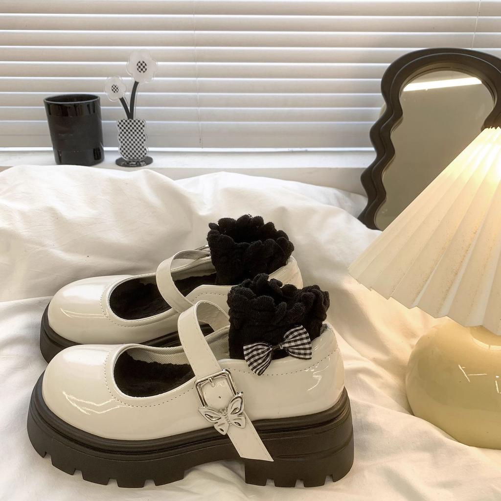 With Skirt French Platform Jk Single Shoes Autumn and Winter New Japanese College Style Black Mary Jane Small Leather Shoes Women