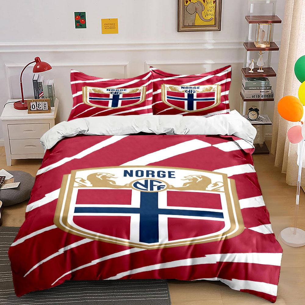 Norway Football Emblem Design. Bedding Sets Duvet Cover Sets Duvet Covers Pillowcases(1*Duvet Cover 2*Pillowcases Without Duvet Insert)