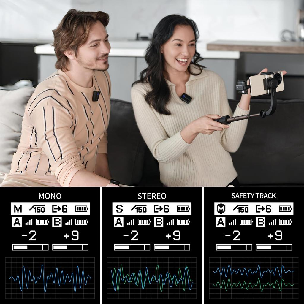Saramonic Blink500B2+ Wireless Lavalier Microphone for iPhone Android Type-C Cameras 492 Feet Range 20 Hours Battery Clip-On Live Streaming Video