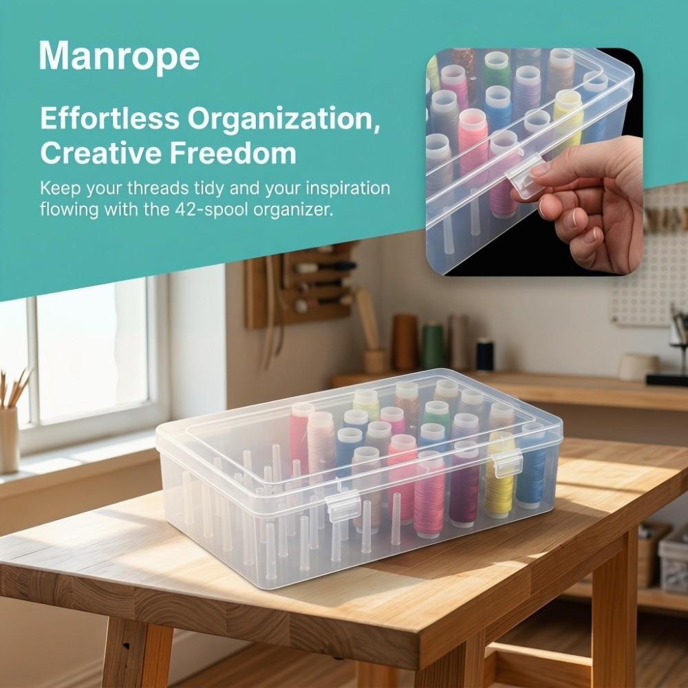 42 Spool Sewing Thread Box Large Capacity Thread Organizer Spool Organizing Case Multi-functional Clear Needle Thread Holder