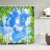 Blauer Himmel Wolken Landschaft Duschvorhang Wasserdichter Badezimmervorhang Mit Haken Badezimmer Vorhänge Stoff 3D Gedruckt 180*200cm Vorhang