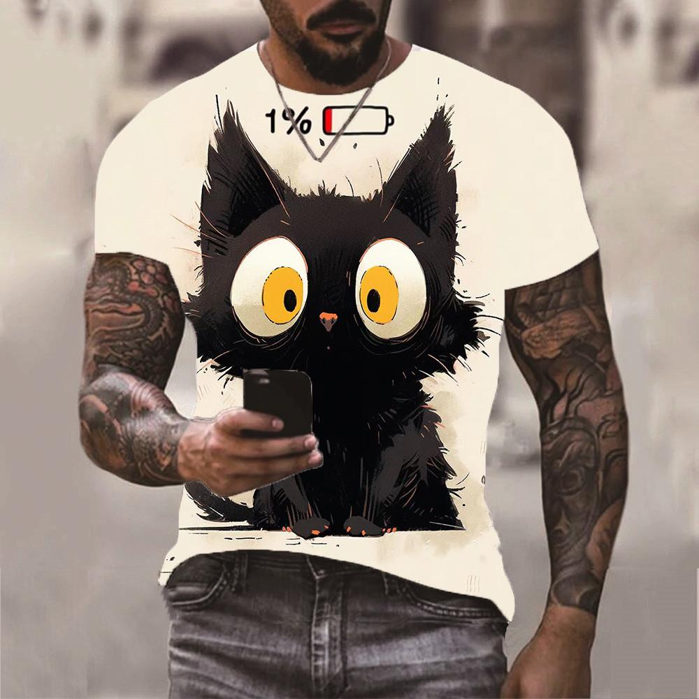 Mens Vibrant Scenic Print T-Shirt - Soft Polyester Crew Neck Tee with Slight Stretch, Machine Washable, All-Season Basics for Outdoor