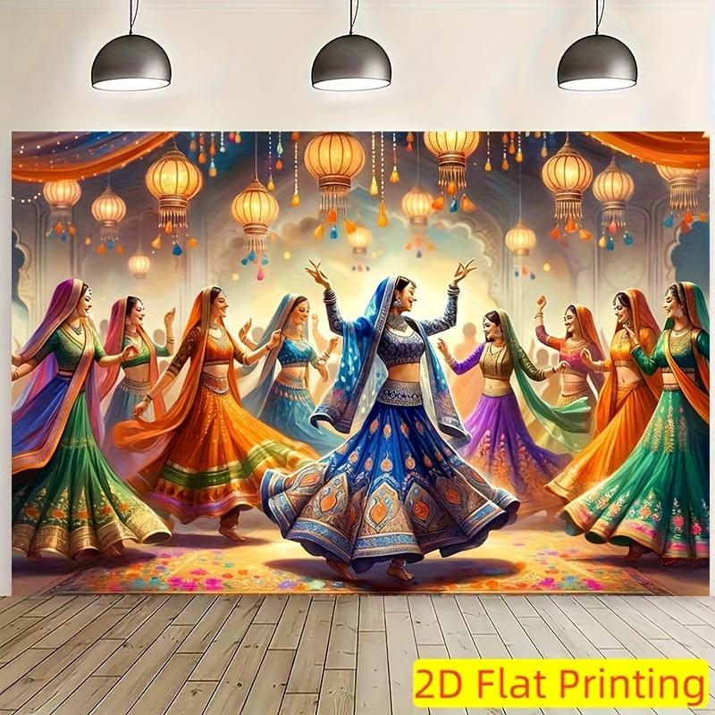 2D Flat Banner, 8x6 Feet Indian Traditional Dance Backdrop fabricDJH