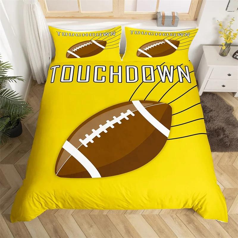 Comforter Soccer Sports Football Game Geometric Pattern Bedding Set For Kids Boys Girls Microfiber Ball Gaming