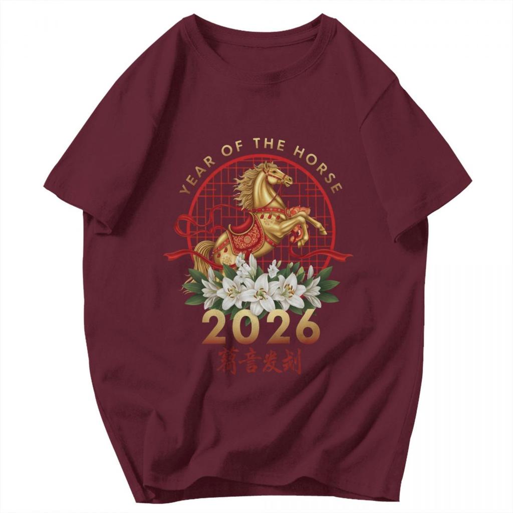 Men T Shirt 2026 Fire Horse Chinese New Year Horse Awesome Pops Y2K Graphic Crewneck Unisex Tops T Shirts