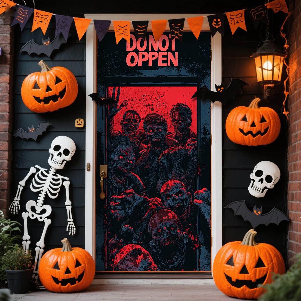 Halloween Polyester Door Sticker: Horror Atmosphere Background Decoration