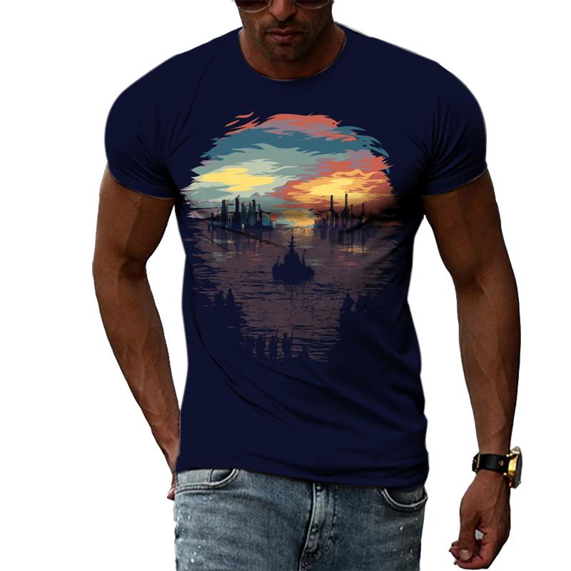 Sommermode Angst Totenköpfe Grafik Lässiges bedrucktes T-Shirt Hip Hip Harajuku Stil Rundhals Kurzarm Herren T-Shirts