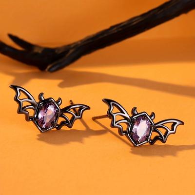 New Geometric Zircon Hollow Bat Earrings Fashionable Versatile Simple Elegant Personalized High End Hip Hop Gothic Jewelry Gift