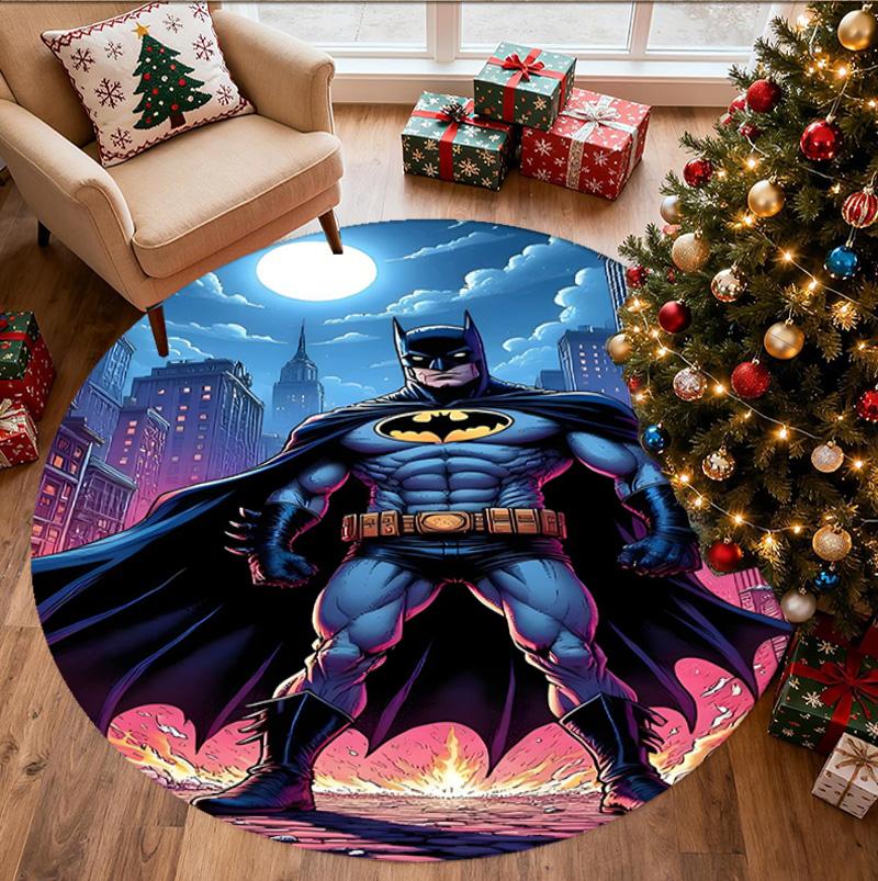Batman Pattern Round Rug, Indoor/Outdoor Mat, for Picnic, Gameroom, Bedroom, Office, Living Room, Home Decor Carpet, Birthday Gift