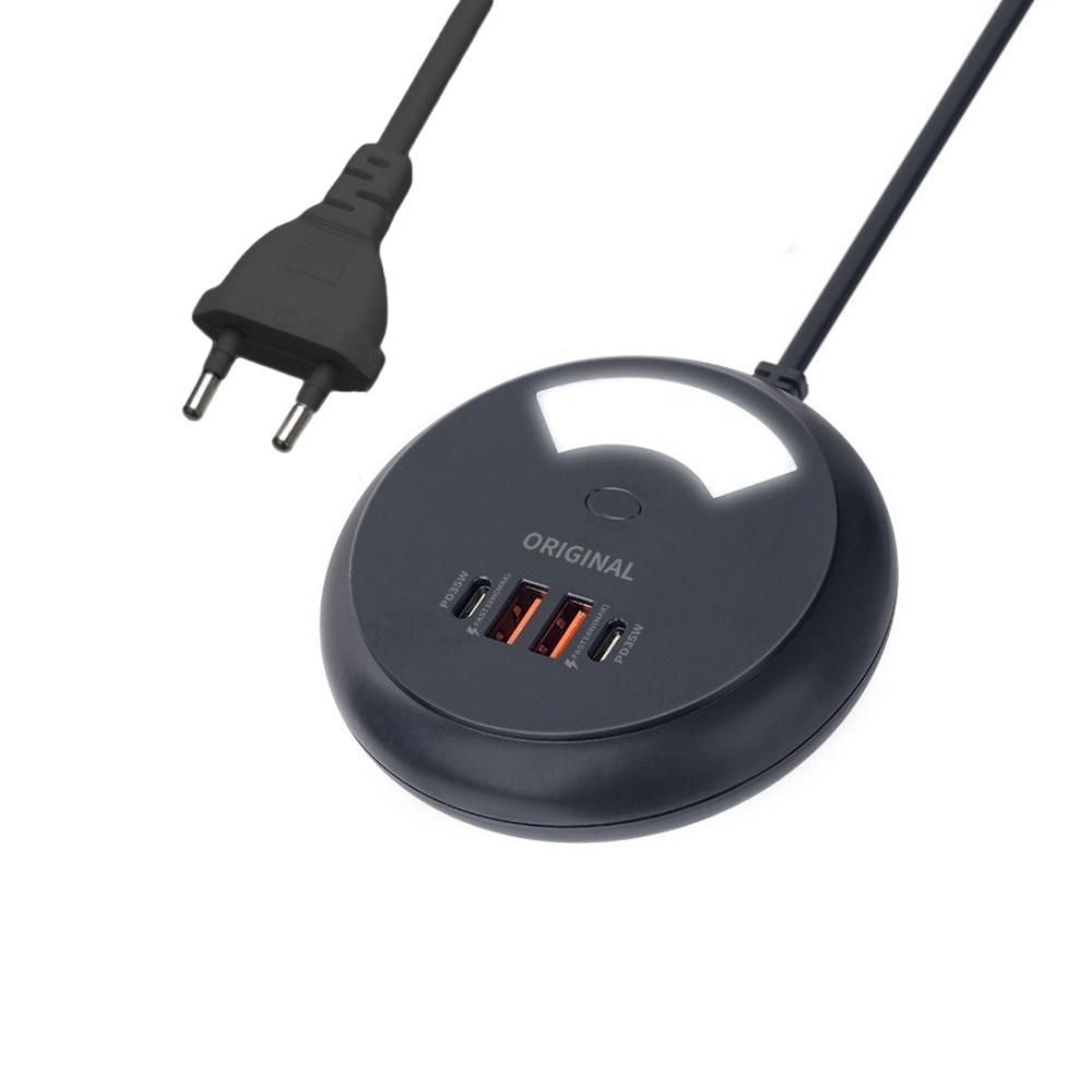 Caricatore Rapido USB PD 35W 4IN1 QC 3.0 Ricarica Rapida Luce LED Touch Tipo-C Spina EU UK US Adattatore di Alimentazione da Tavolo Per Iphone Samsung