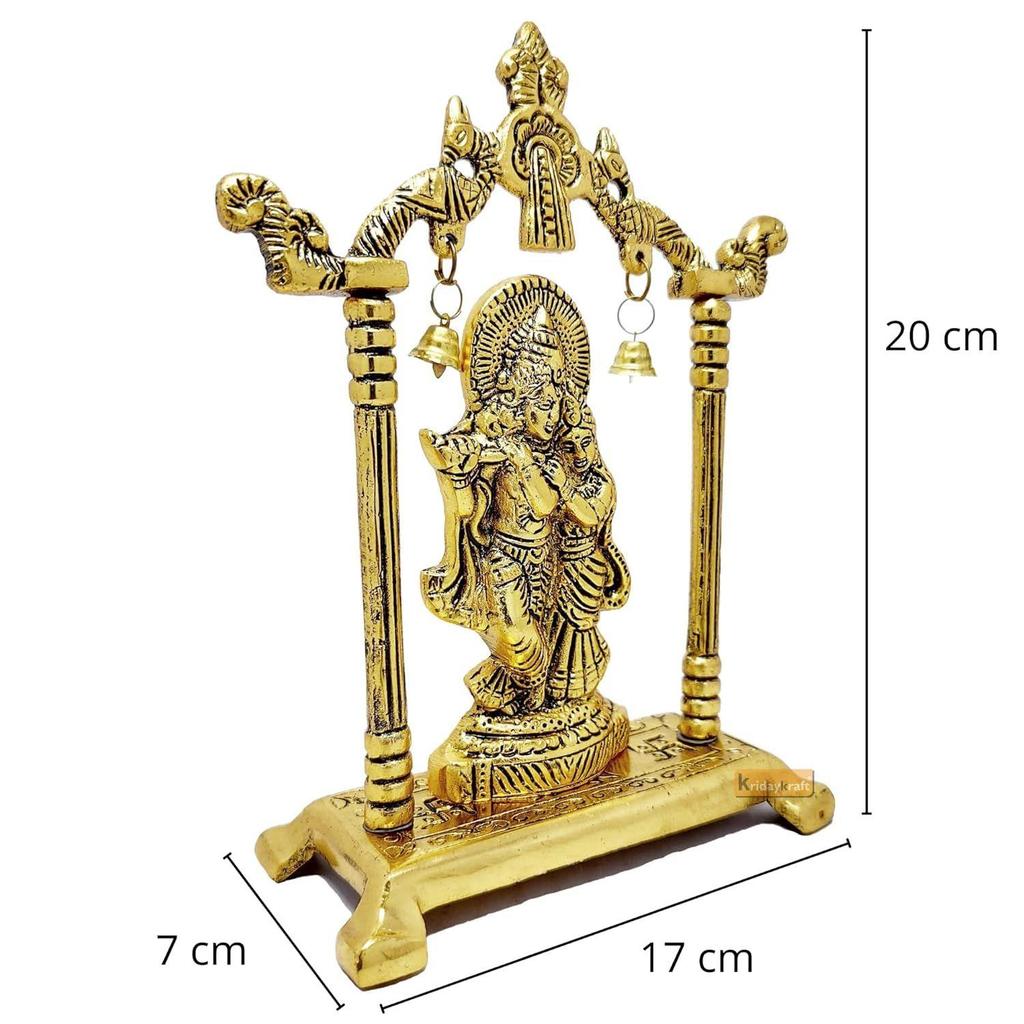 Metall Radha Krishna Statue Vergoldet Dekorieren Sie Ihr Zuhause, Büro & Radha Krishna Murti Idol Ausstellungsstück Figuren