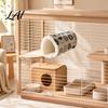 Hamster Tunnel Bed Bed Guinea Pig Hideout Tunnel Cute Cat Prints Plush Lined Washable Hanging Cozy Pet Hideout Cage Accessory for Sugar