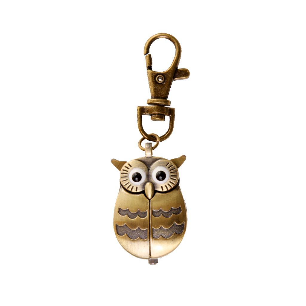 Cartoon Cute Owl Pocket Watch Double Open Electronic