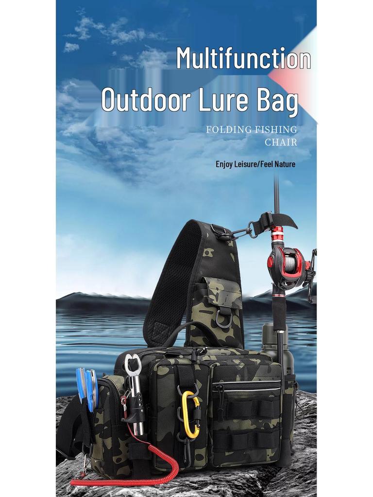 Camouflage Angel-Hüft-/Schultertasche mit Rutenhalter und Tacklebox