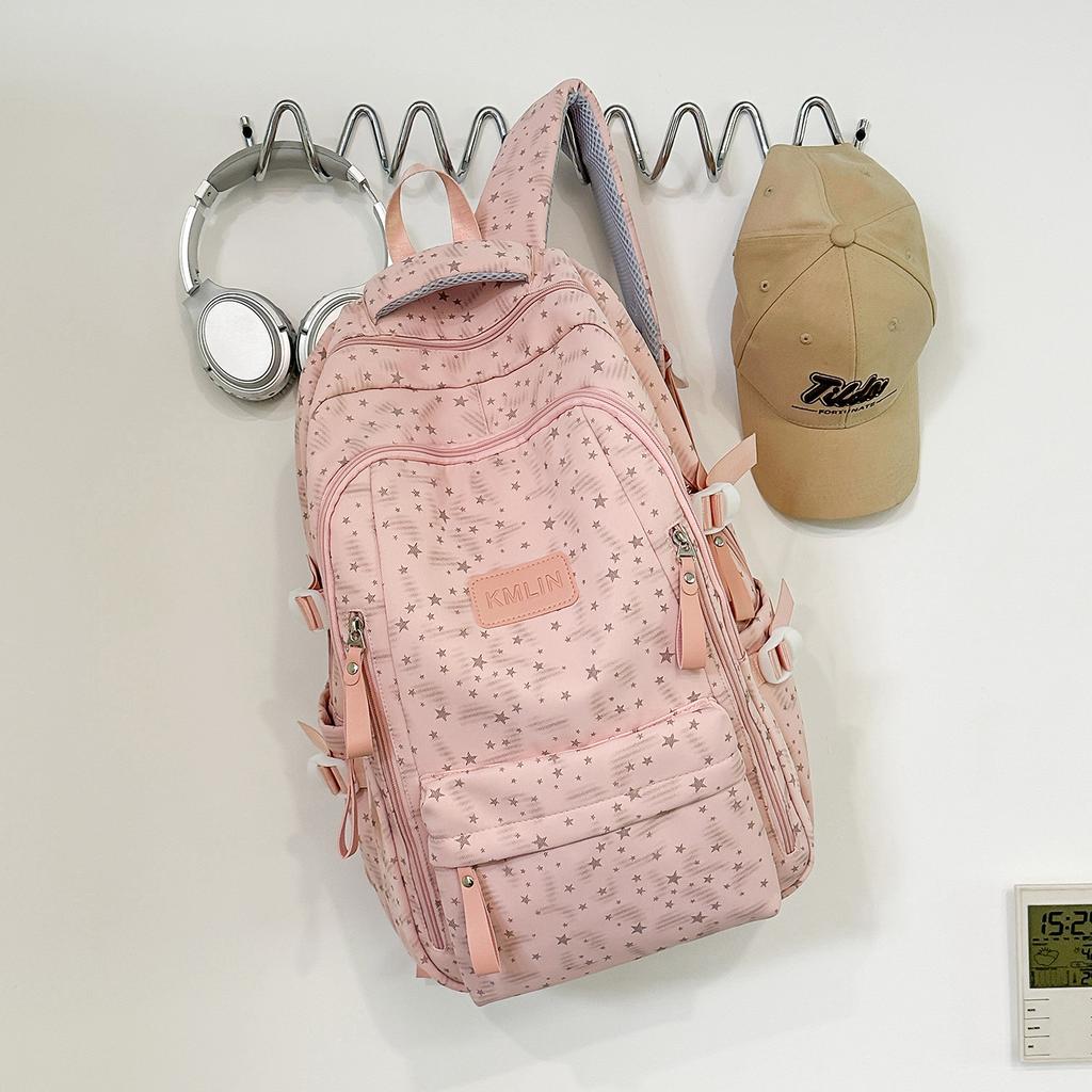 Schoolbag fashionable high-value star printing large-capacity multi-compartment student schoolbag junior high school high school backpack female