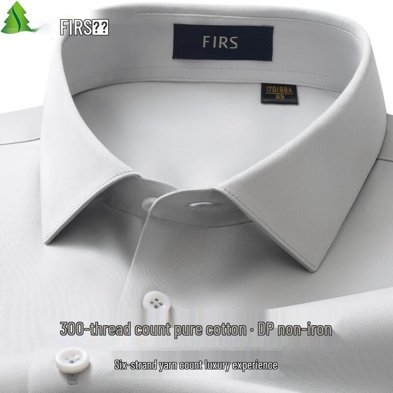 FIRS Men's 300-Count Satin Pure Cotton Non-Iron Short Sleeve Shirt