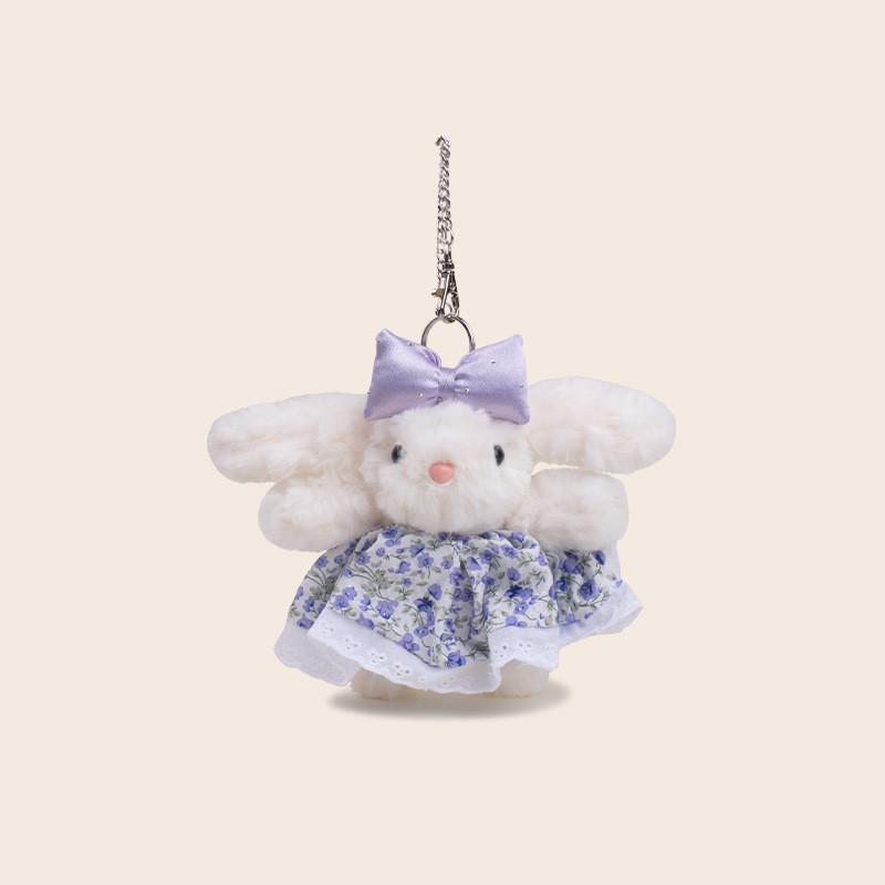 Fallen Rabbit Eared Plush Pendant Lolita Jk Doll Floral Plaid Skirt Design Bow