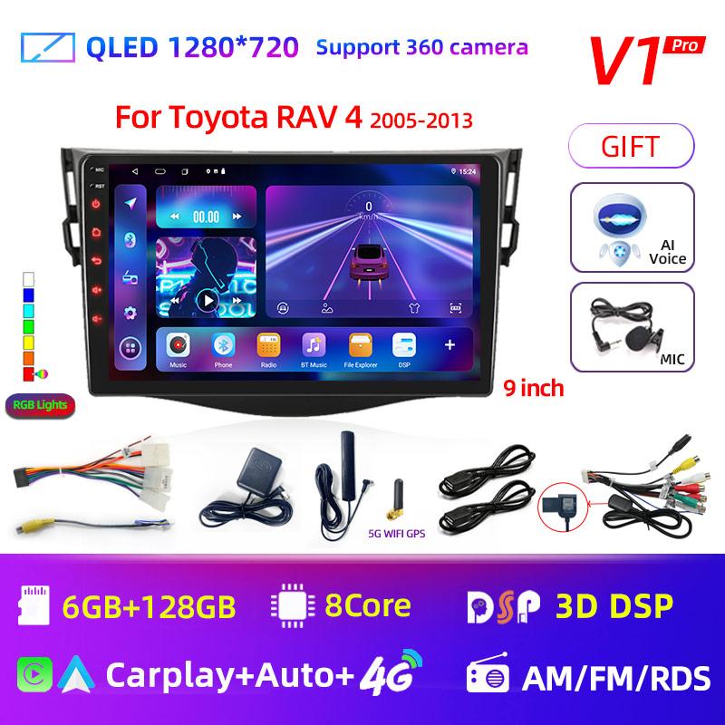 9" Android 12 Car Radio For Toyota RAV4 Rav 4 2005-2013 Multimedia Player 2Din Carplay DSP Navigation GPS 4G Net WIFI Stereo DVD