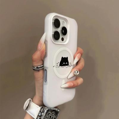 Custodia Magnetica Jelly Due-in-uno per Cellulare Apple Gatto Nero Custodia per Cellulare per IPhone14pro Cellulare Jelly