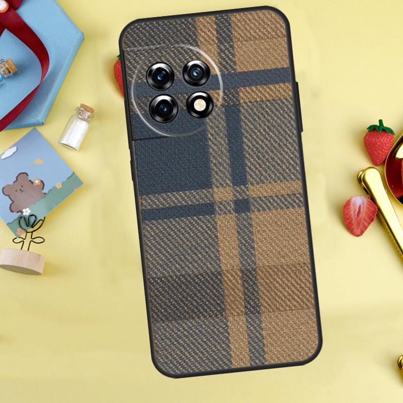 Brown Plaid Cover For OnePlus 8T 10T 13 13R 12 12R 11 10 Pro OnePlus Nord CE 4 2 3 Lite N30 N20 N10 Case