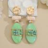 Vintage Geometric Wire-Wrapped Stud Earrings - Handmade, Versatile Design for Women.