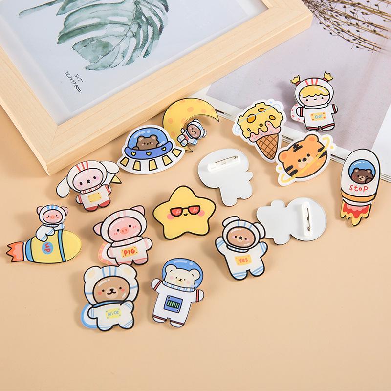 Korean Cute Cartoon Astronaut Acrylic Pin Badge