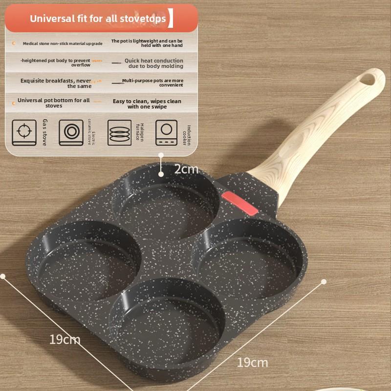 Frying Pan Household Mini Four-Hole Maifanshi Fried Egg Artifact Breakfast Fried Egg Pot Small Egg Burger Pot