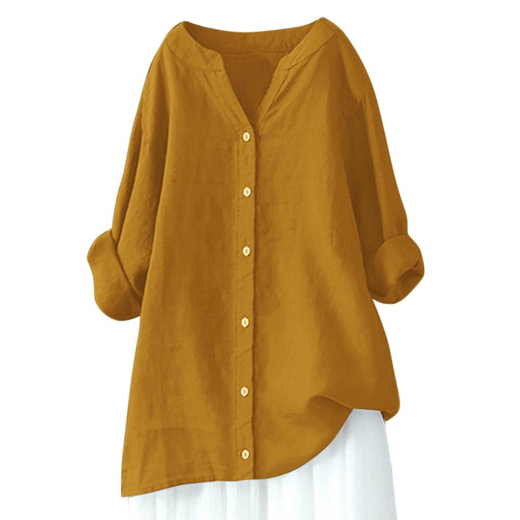 Women's Long Sleeve Button Color Loose Shirt Casual Shirt