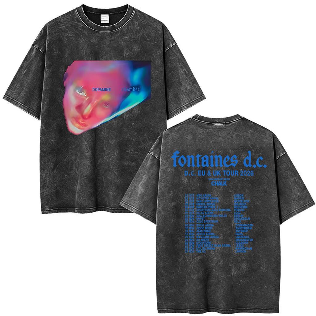 Fontaines, D.C.. DOPAMINE Chamber Tour 2026 Vintage Prané Tričko Pánská Móda Hip Hop Rock Pop Krátký Rukáv Tričko Streetwear