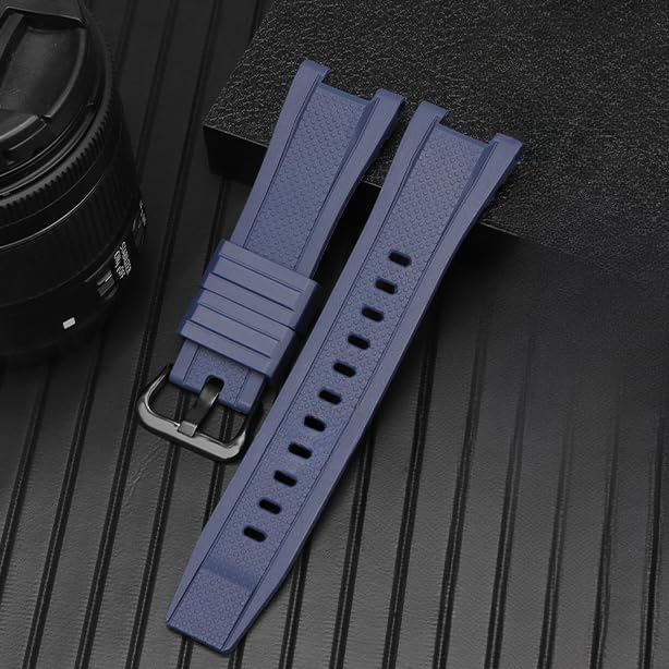 [syzynicy] Men's Silicone Watch Strap Compatible with G-SHOCK GST-210/W300/S100/S110/400G/B100 Watches (Blue/Black Buckle)