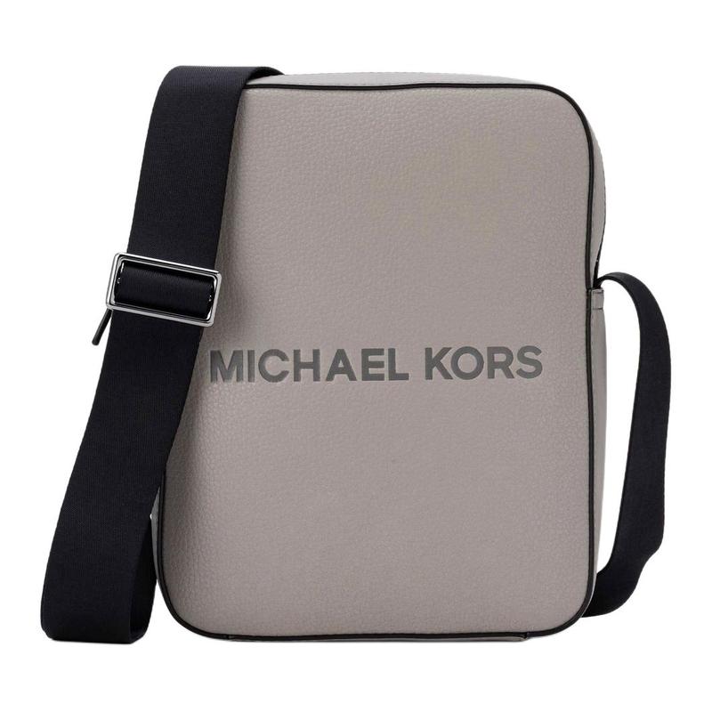 MICHAEL KORS COOPER brand logo cowhide crossbody shoulder bag men s pearl gray серый