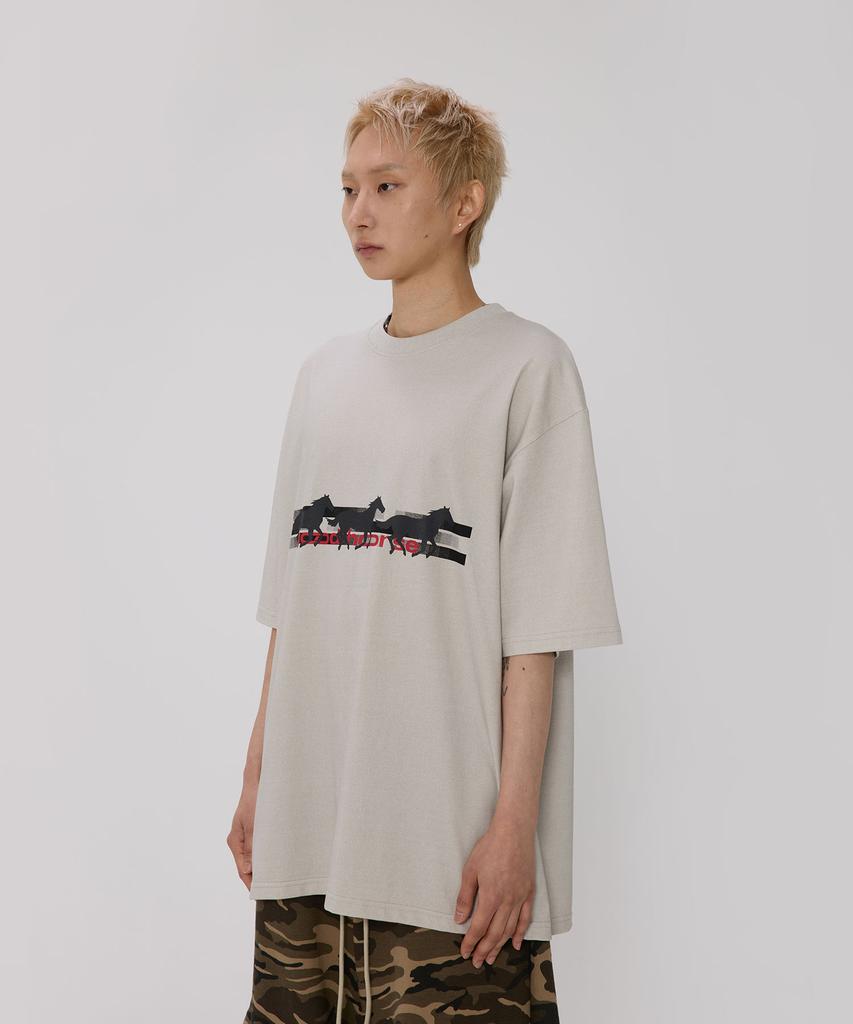 BOUNDARY Pigment Goodhorse Oversized Short Sleeve T-Shirt [Washed Beige]