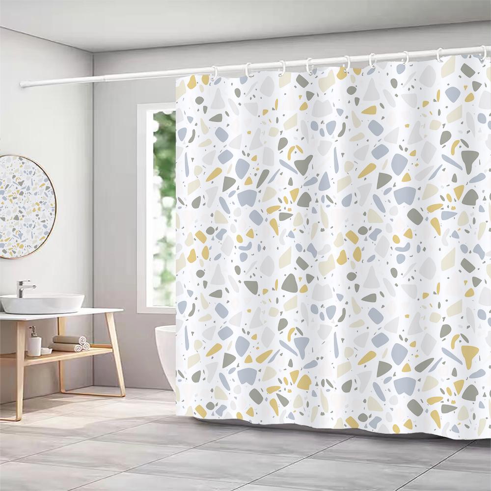 

Modern Art Style Marble Geometric Patterns Shower Curtain Waterproof Home Decor Polyester Fabric Bathroom Curtains W60H190(CM)-1 Pcs
