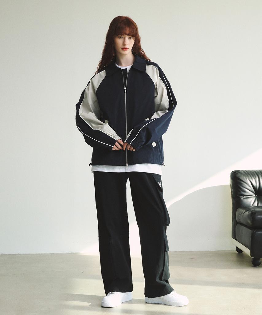 Slow Record House Piping Line Windbreaker_Navy