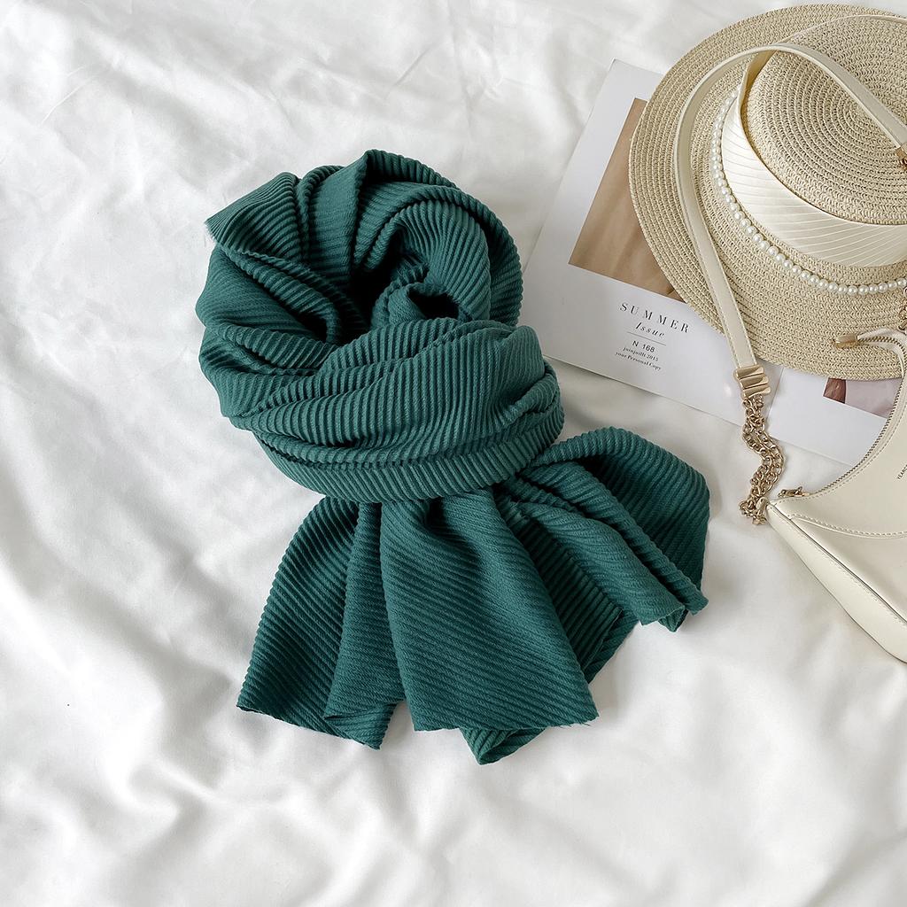 Wholesale Solid Color Scarf Winter Versatile Cashmere Scarf Fashion Pleated Warm Long Scarf Shawl Scarf Wholesale