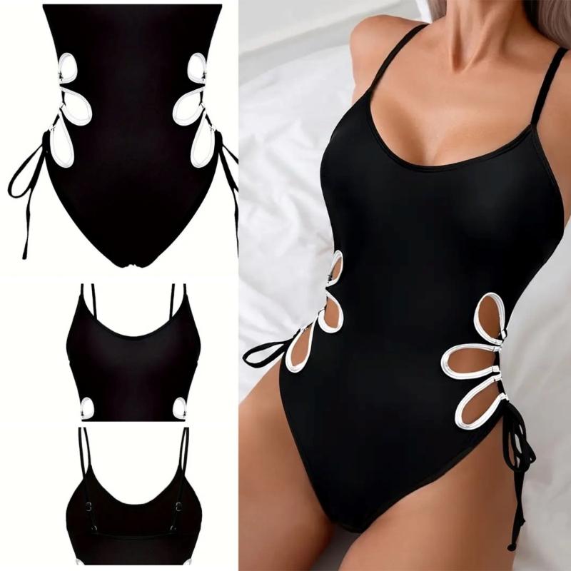 Modischer Badeanzug mit Ausschnitt für Damen 1-teiliger Badeanzug Damen Push-Up Badeanzug Cutout Bademode Strandbekleidung